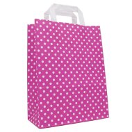 Paper carrier bags 220x100x280 mm|pink + white dots