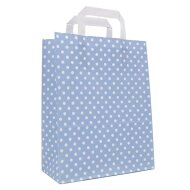 Paper carrier bags 220x100x280 mm|light blue + white dots